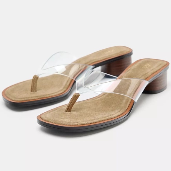 ZARA Heeled Vinyl Sandals New with Tags - US 6  ✨ - Picture 3 of 12